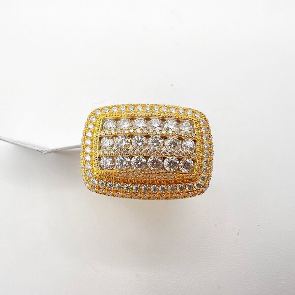 925 Sterling Sliver Moissanite Rectangle Elevated Ring, 1inch wide 6.961ctw VVS - Picture 6 of 7